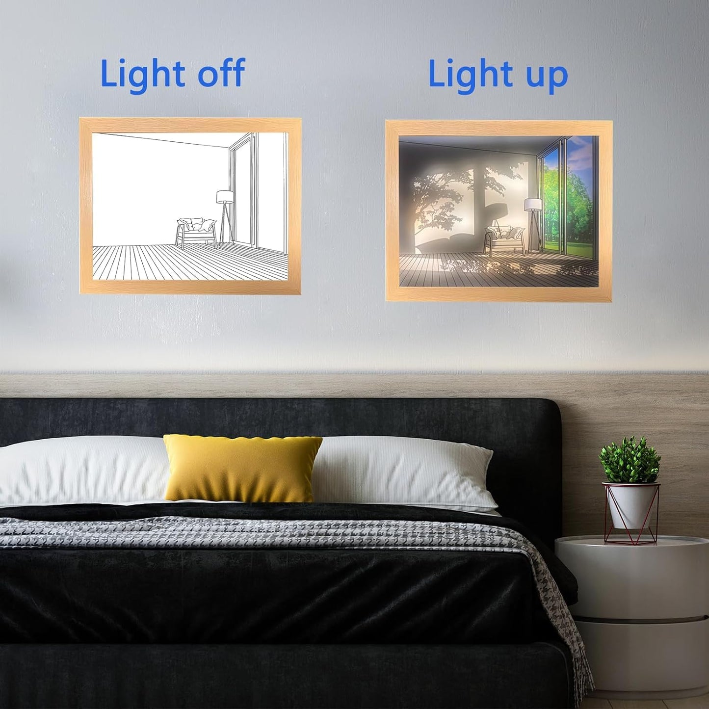 Tusmad Sunset Lighting Painting Decoration,The Art of Led Glowing Photo Frame,Three-Color Luminous Lighting Acrylic Desktop Art,Large Size Light Up Painting Creative LED Night Light Decor