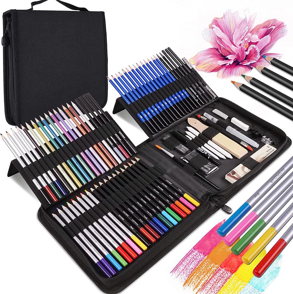 Sketch Pencils For Drawing,41 Piece Drawing Pencils,Colored Pencils Art Set  with Drawing Tool in Pop Up Zipper Case, for Beginners, Kids or Any