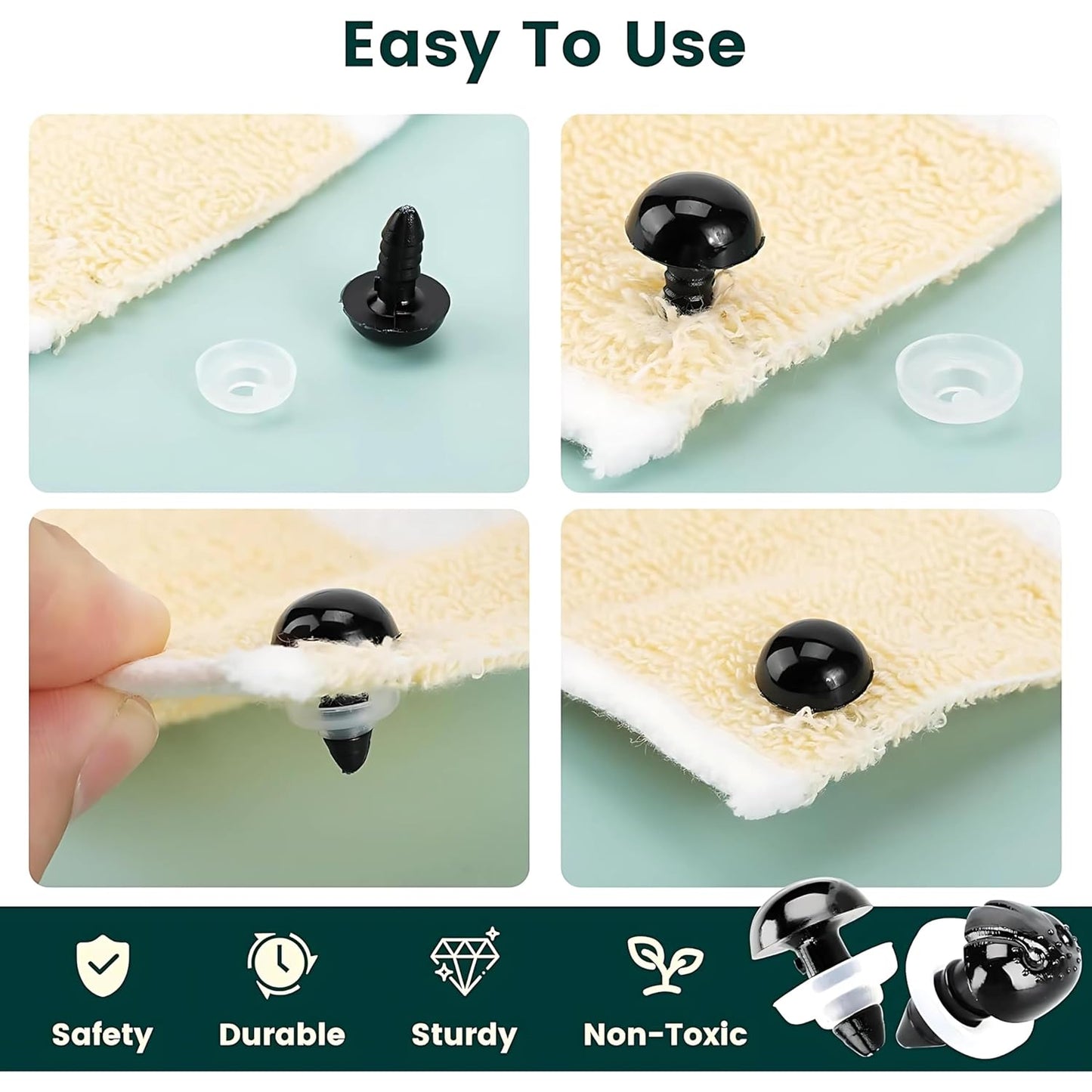 Tusmad 270 PCS Safety Eyes and Noses for Amigurumi, Stuffed Crochet Eyes with Washers, Craft Doll Eyes and Nose for Teddy Bear Crochet Toy Stuffed Doll and Plush Animal Gifts (270 PCS Safety Eyes)