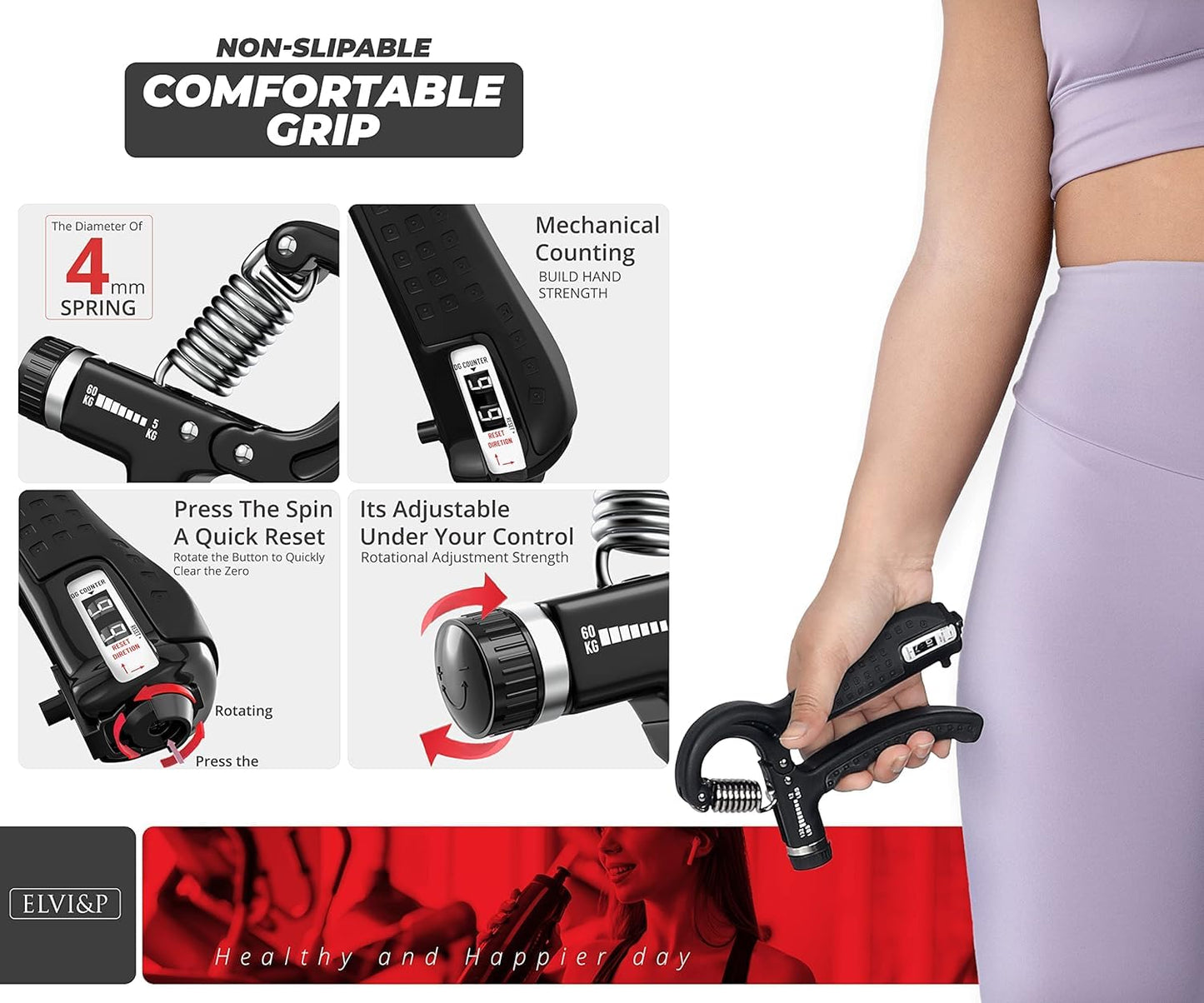 Tusmad Adjustable Hand Grip Strengthener Hand Gripper for Men & Women for Gym Workout & Home Use.(Forearm Exercise Equipment/Wrist Excercise Equipment (Multicolor)