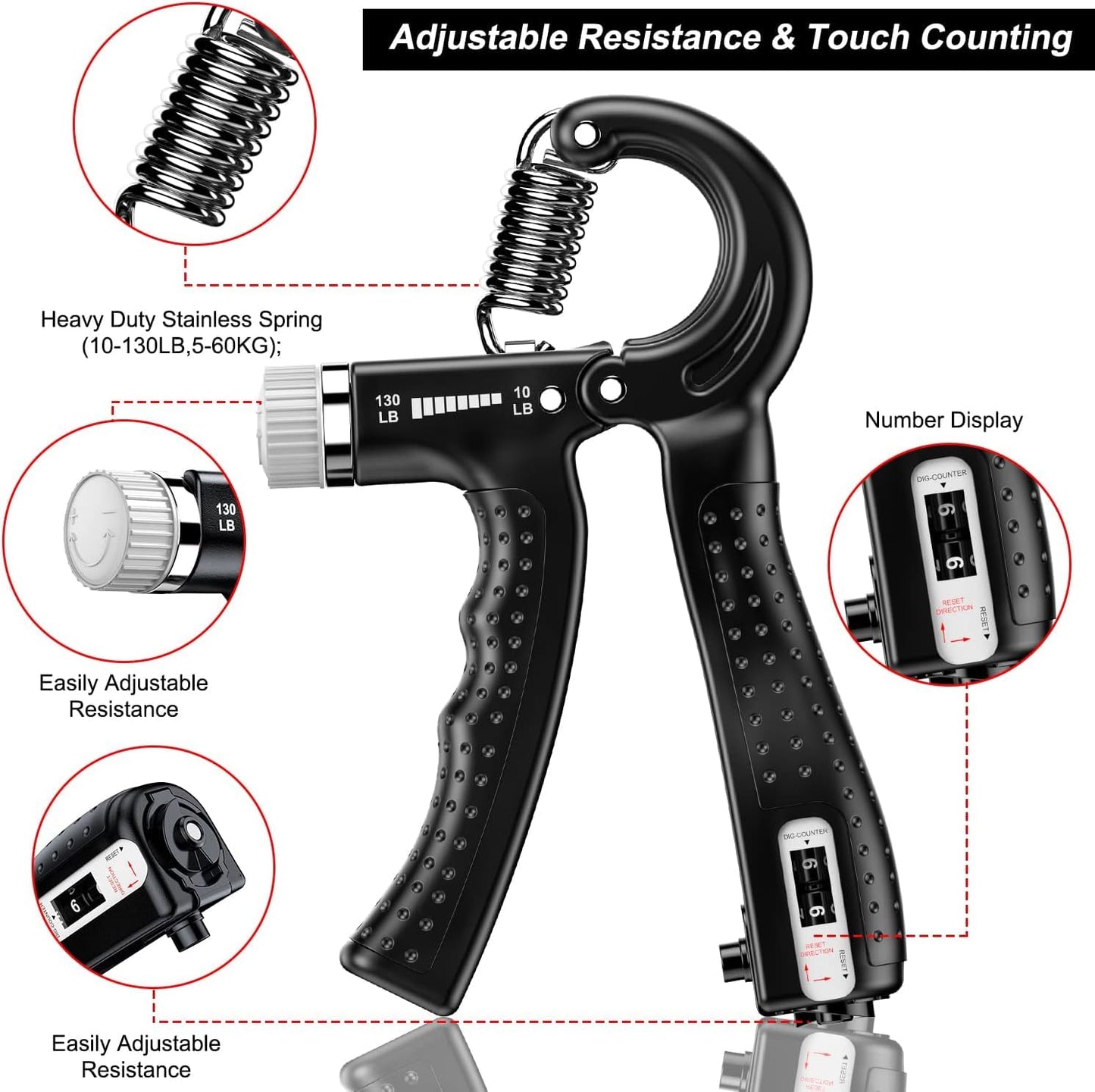 Tusmad Adjustable Hand Grip Strengthener Hand Gripper for Men & Women for Gym Workout & Home Use.(Forearm Exercise Equipment/Wrist Excercise Equipment (Multicolor)