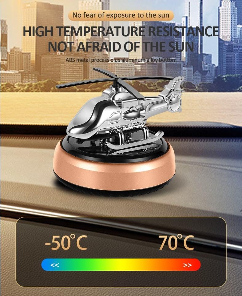 Tusmad Car Air Freshener Solar Powered Car Perfume Diffuser/Dispenser | Helicopter Design, Auto Rotation Fan | For Car Dashboard with Perfume