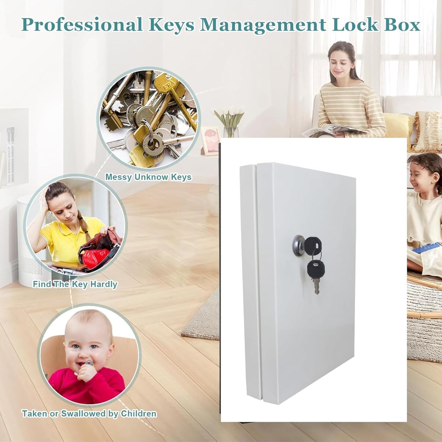 Tusmad Metal Key Storage Box Wall Mount with Combination Lock, Key Hooks & Tags Key Labels, Key Organizer Wall Mount for Car Dealer, Property Manager, home, hotel Valet Parking key box