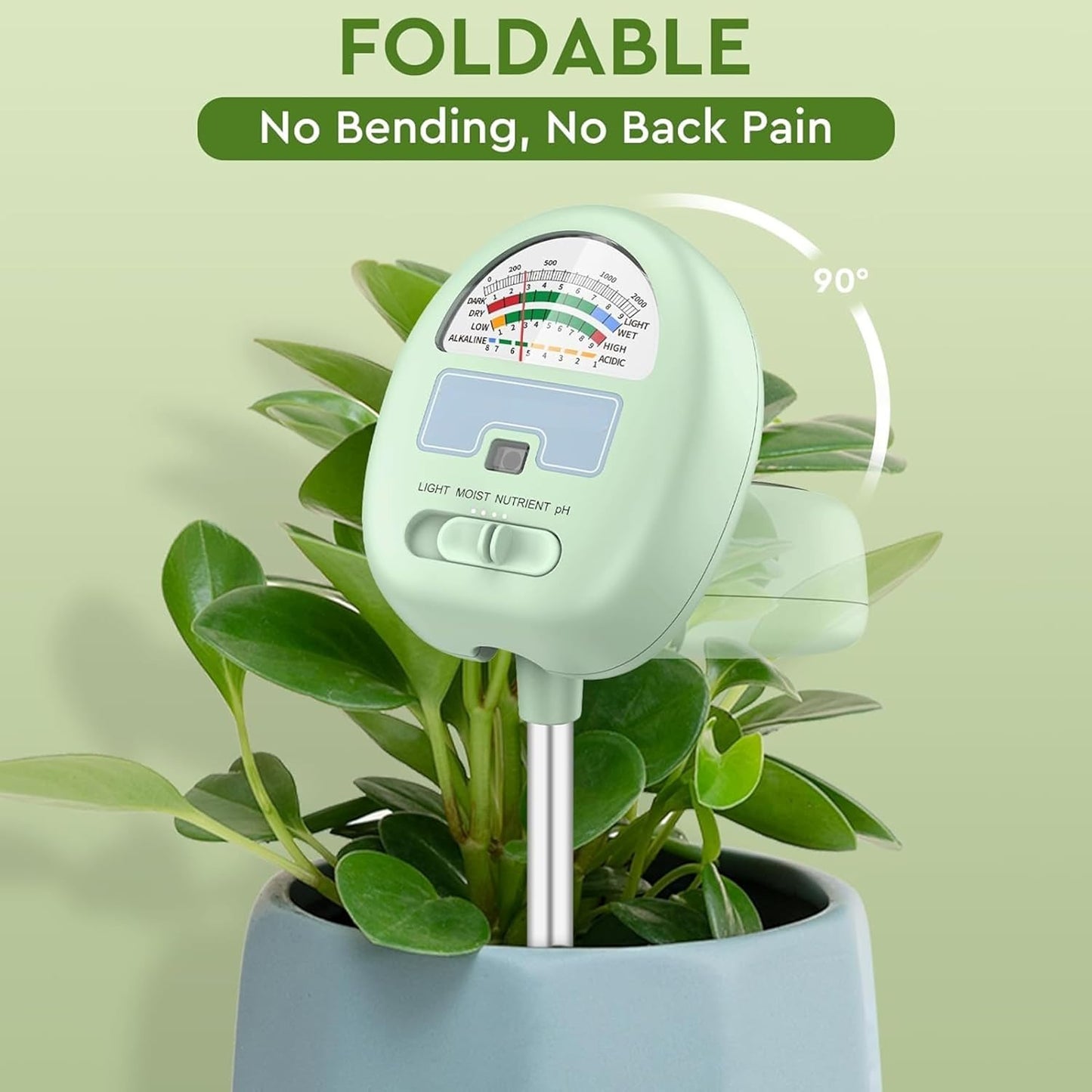 Tusmad 4-in-1 Soil Ph Meter Soil Tester for Moisture, Light,Nutrients, pH,Soil Ph Test Kit, Great for Garden, Lawn, Farm, Indoor & Outdoor Use (No Battery Required)
