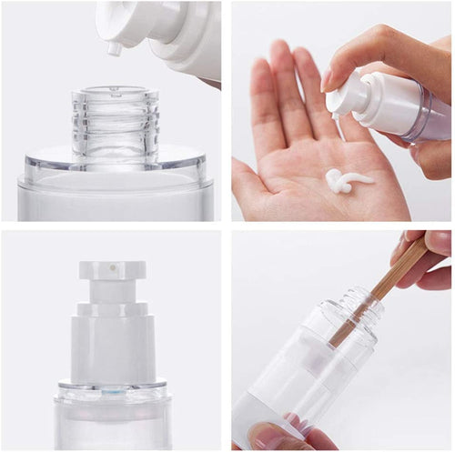 Tusmad Clear Airless Cosmetic Cream Pump Bottle Travel Size Dispenser Refillable Containers/Foundation Travel Pump Bottle for Shampoo 50 ml