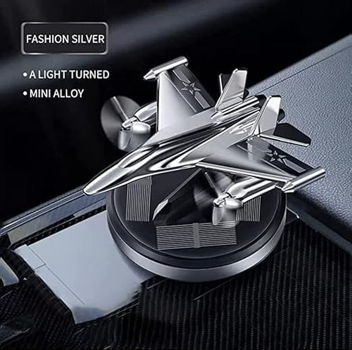 Tusmad Car Air Freshener Fighter Aeroplane Perfume Solar Power Plane Diffuser Airplane Sliver Fragrance Aircraft Dashboard Perfume with Refills (10ml) multicolor