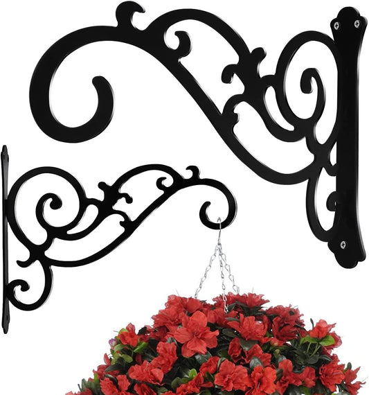 Tusmad Hanging Plant Bracket 7" x 7.5" -Inch,Wall Hook Hanging Plant Brackets,Black Iron Plants Indoor/Outdoor Planter Hangers Hooks,for Hanging Lanterns,Bird Feeders,Wind Chimes,Planters (1)