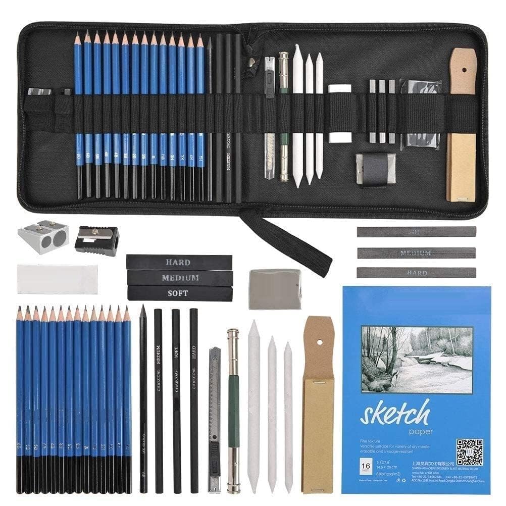 Tusmad Sketching Kit - 36 Pcs Professional Sketch & Drawing Tool Kit with  Zipper Case-Includes Graphite & Charcoal Pencils,Graphite & Charcoal  Sticks,Eraser,Sketch Book & Other Tools For Artists - Price History