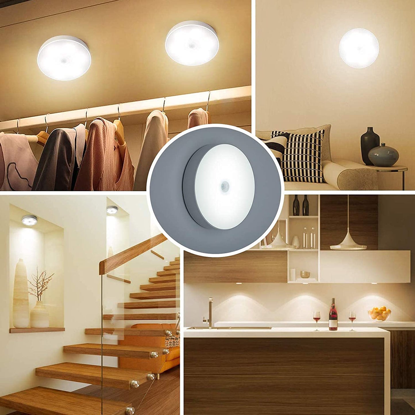 Tusmad Rechargeable Motion Sensor Light,USB Charging LED Nightlight, Wardrobe, Basement, Cupboard, Garage Bedroom, Toilet, Car, Outdoor Camping Light Pack o