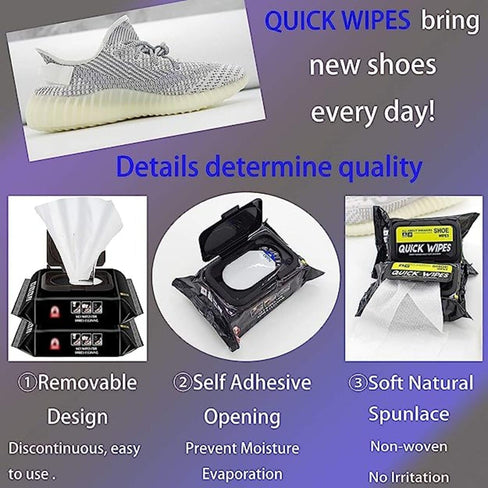 Tusmad Natural Sneaker & Shoe Cleaner Wipes 1 Packs of 80 - Portable Quickly Remove Dirt & Stains - These Disposable Shoe Cleaning Wipes Can Be Used On Most Footwear