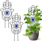 Tusmad Evil Eye Metal Plant Trellis for Climbing Plants Indoor Set of 2 Blue Eye Hamsa Shape Design 14" Small Metal Stake for Vines Garden Pot Houseplants, Home, Office, Patio