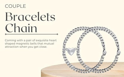 Tusmad Parssufy Magnetic Couple Bracelets Chain for Men Women with Stainless Steel Heart Shaped Valentine's Day couple gifts for lovers | Gifts for couples, friendship bracelet | friendship band