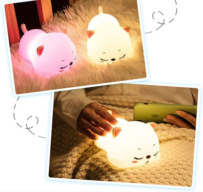 Tusmad Night Lamp, Cat Lamp, Cat Light lamp, Cat Touch Silicone Lamp, 7 Colour Changing Light for Kids Bedroom, USB Rechargeable (Cat Light lamp)