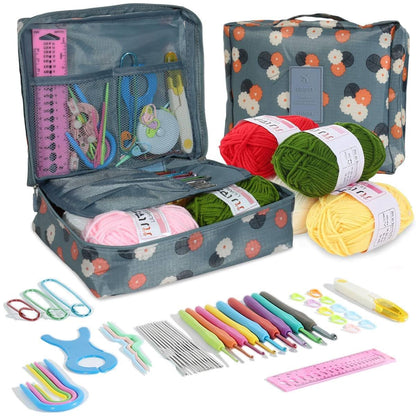 Tusmad Tusmad Crochet Needle Kit 59Pcs Crochet Knitting Needle Kit Crochet Kit for Beginners, Ergonomic, Crochet Hooks Travel Bag, Crochet Set Crochet Hooks Travel Knitting Crochet