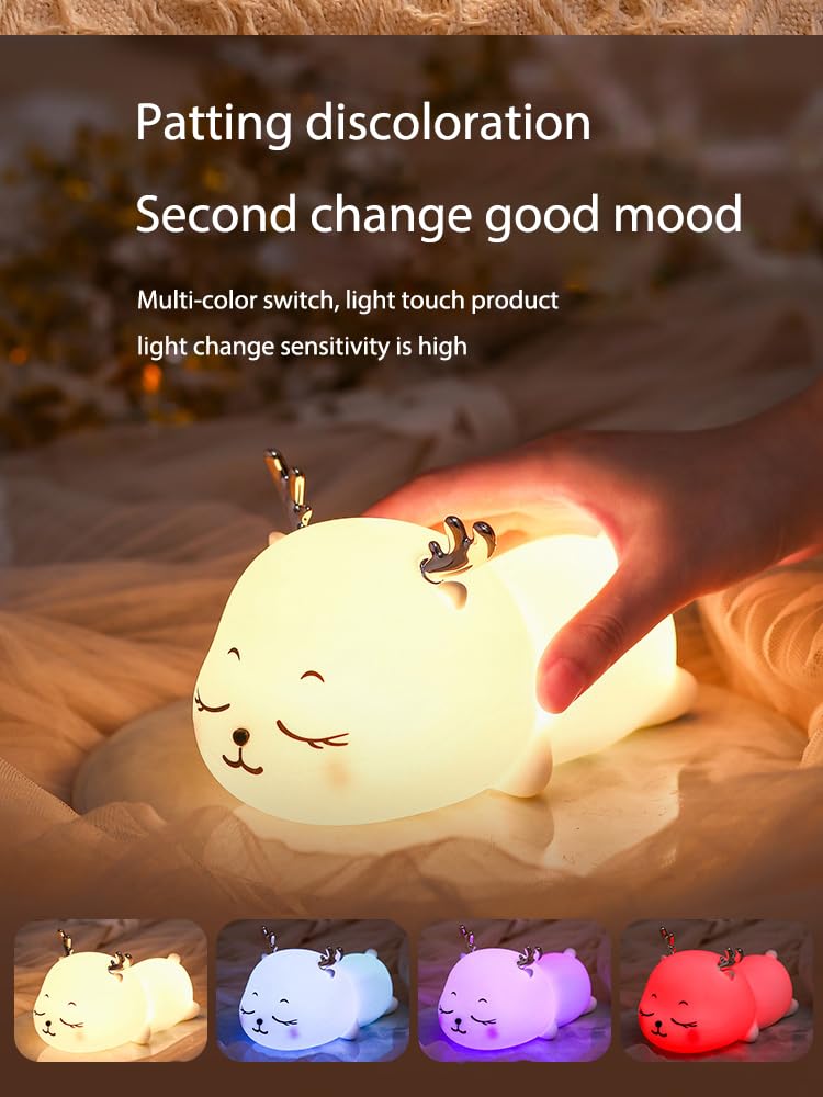 Tusmad LED Cloud Lights Cute Night Light, Remote 16 Colors Silicone LED Cloud Lamp, Dimmable Cloud Lights for Besroom, Portable Rechargeable Cute Lamp, (Deer Lamp)