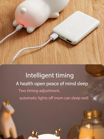 Tusmad LED Cloud Lights Cute Night Light, Remote 16 Colors Silicone LED Cloud Lamp, Dimmable Cloud Lights for Besroom, Portable Rechargeable Cute Lamp, (Deer Lamp)