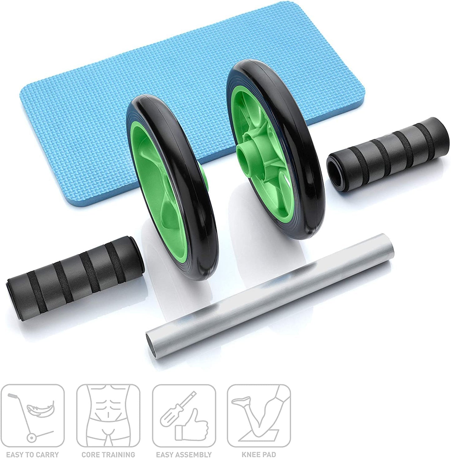 Tusmad New Anti Skid Double Wheel- AB Roller -for Abdominal Stomach - ab excersice equipment - abs workout equipment -with Knee Mat ab excerciser Steel Handle for men & Women ab roller wheel