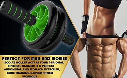 Tusmad New Anti Skid Double Wheel- AB Roller -for Abdominal Stomach - ab excersice equipment - abs workout equipment -with Knee Mat ab excerciser Steel Handle for men & Women ab roller wheel