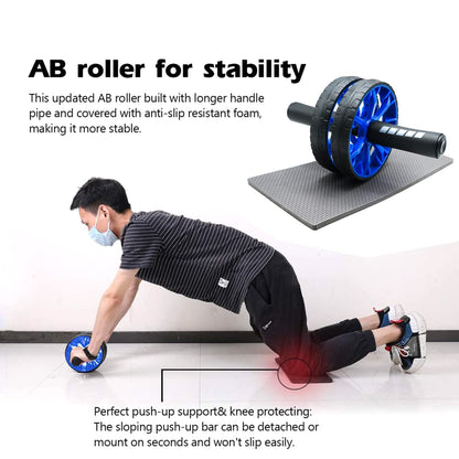 Tusmad New Anti Skid Double Wheel- AB Roller -for Abdominal Stomach - ab excersice equipment - abs workout equipment -with Knee Mat ab excerciser Steel Handle for men & Women ab roller wheel