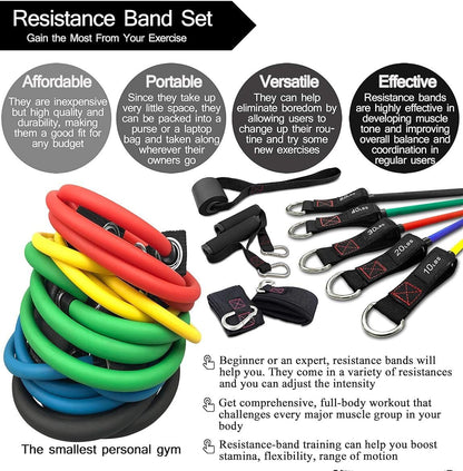 Tusmad Resistance Tube with Foam Handles, Door Anchor for Exercise & Stretching, Suitable in Home & Gym Workout for Men & Women-Multi Resistance