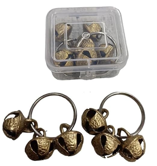 Tusmad Premium Ghungroo Kadi Yellow Bells fingers Golden Kirtan, Aarti, Bhajan, Pooja, Aarti Ghungroo Kadi Fingers for Puja Aarti (PACK 5)