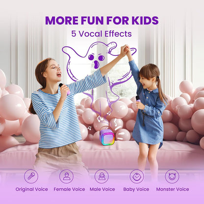 Tusmad Mini Karaoke Machine for Kids, Karafun Premium with Thousands of Songs, Portable Bluetooth Speaker with 1 Wireless Microphones, Birthday Toy Gifts for Girls 4, 5, 6, 7, 8, 9, 10, 12 +