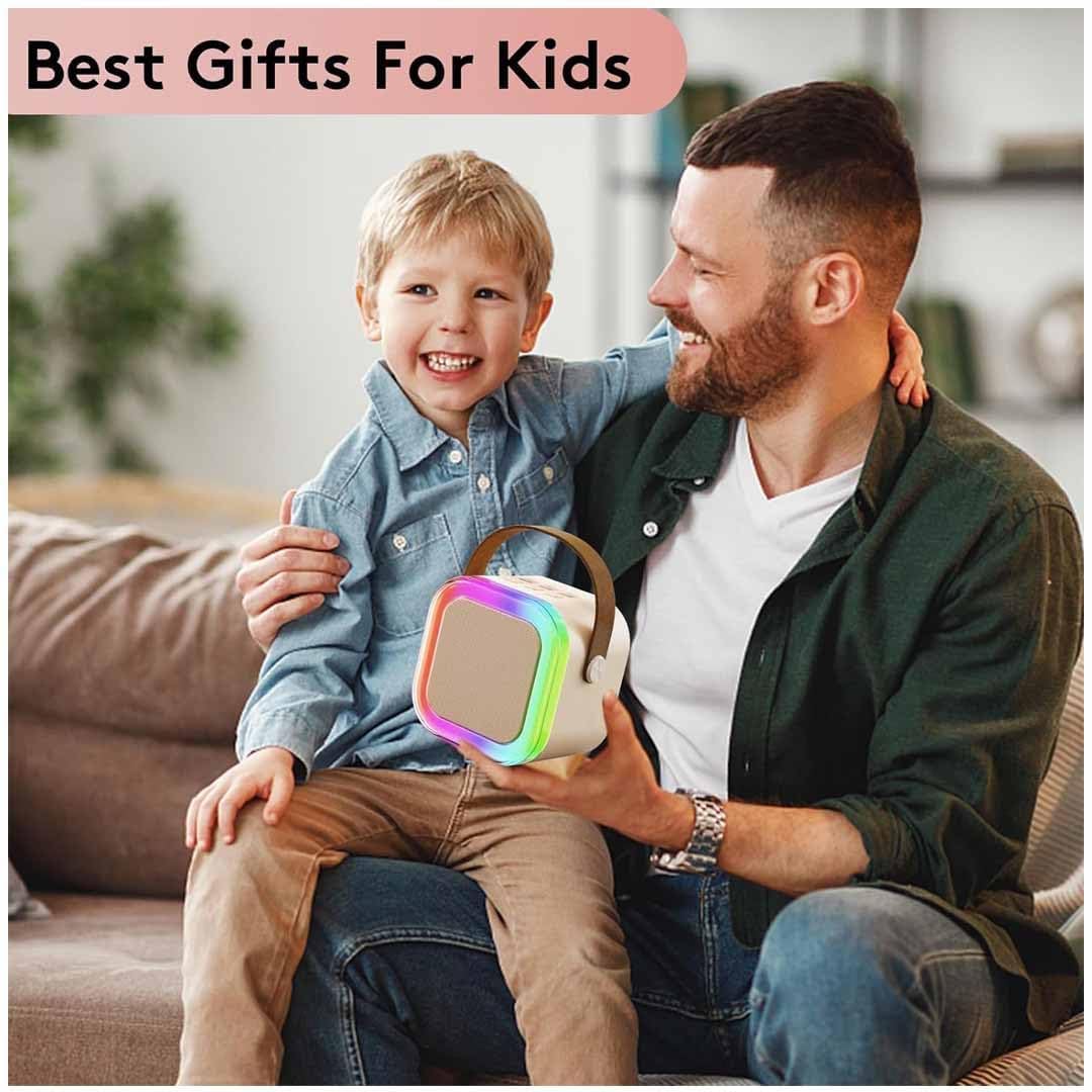 Tusmad Mini Karaoke Machine for Kids, Karafun Premium with Thousands of Songs, Portable Bluetooth Speaker with 1 Wireless Microphones, Birthday Toy Gifts for Girls 4, 5, 6, 7, 8, 9, 10, 12 +