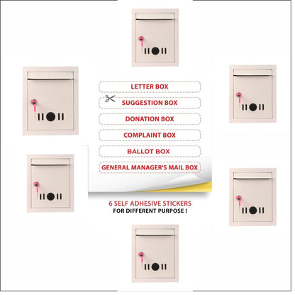 Tusmad Wall Mount A4 Size Letter Box - Mail Box/Letter Box for Home gate with Key Lock (Ivory)