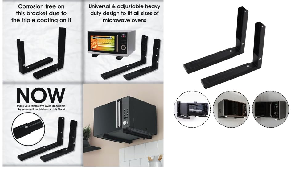 Tusmad Heavy Duty Oven & Microwave Wall Mount Stand,Universal Wall Bracket/Shelf/Holder/OTG Wall Stand for Kitchen with Foldable & Length Adjustable Mechanism 20 Kgs.