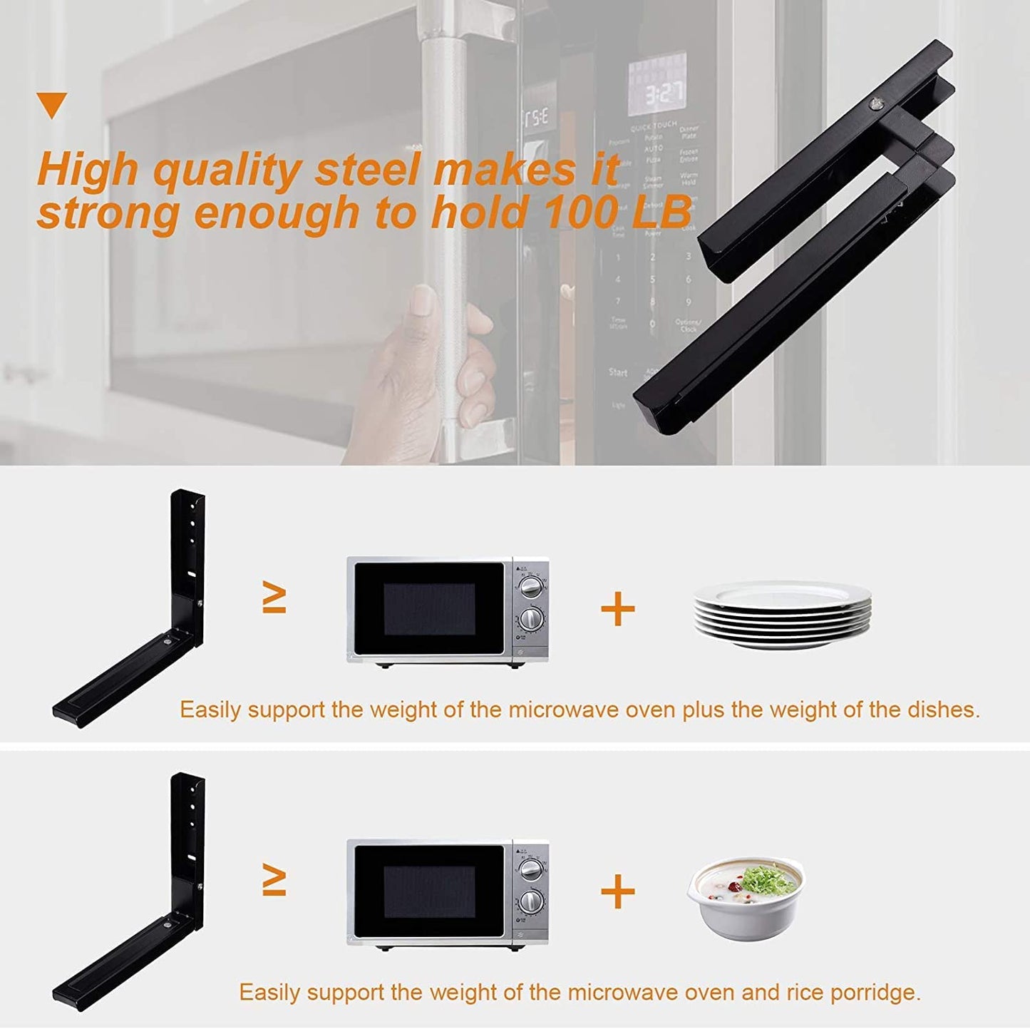 Tusmad Heavy Duty Oven & Microwave Wall Mount Stand,Universal Wall Bracket/Shelf/Holder/OTG Wall Stand for Kitchen with Foldable & Length Adjustable Mechanism 20 Kgs.