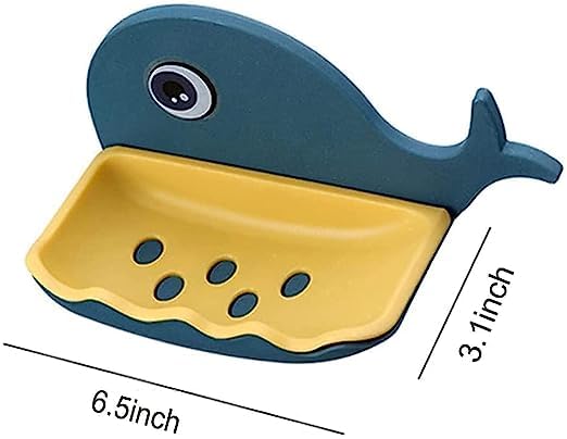 Tusmad Soap Stand Holder for Bathroom Kitchen Sink Magic Stickers Wall Mounted (Pack of 2 Pcs) Soap Dish Holder, Fish Design Random Color(Plastic)