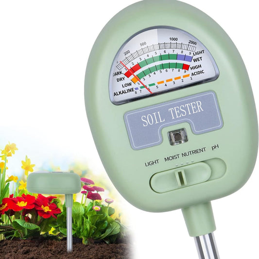 Tusmad 4-in-1 Soil Ph Meter Soil Tester for Moisture, Light,Nutrients, pH,Soil Ph Test Kit, Great for Garden, Lawn, Farm, Indoor & Outdoor Use (No Battery Required)