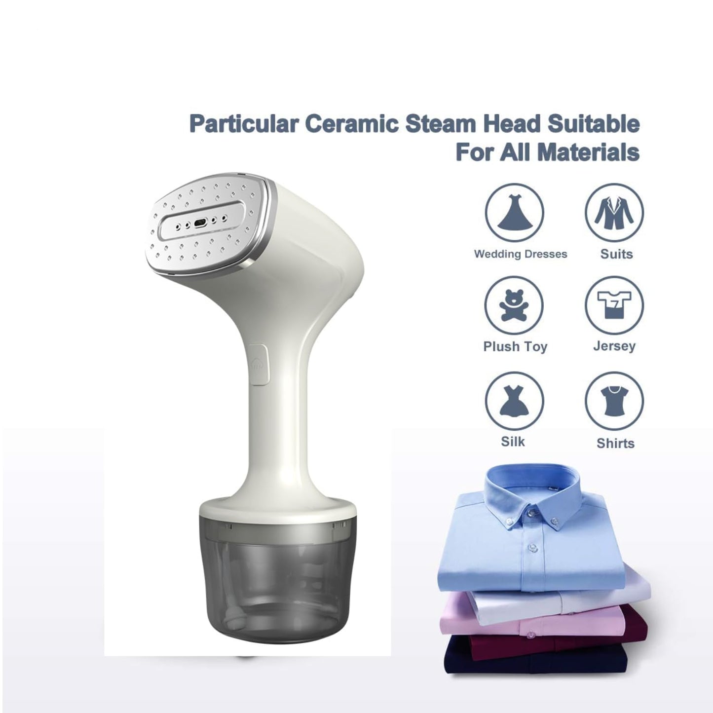 Tusmad Electric Portable Handheld Fabric Clothing Steamer 1000W with Fast Ceramic Heat-Up Plate Vertical & Horizontal Steam Ironing For Clothes Garment Steamers Press 280ml Water tank Travel Steamer