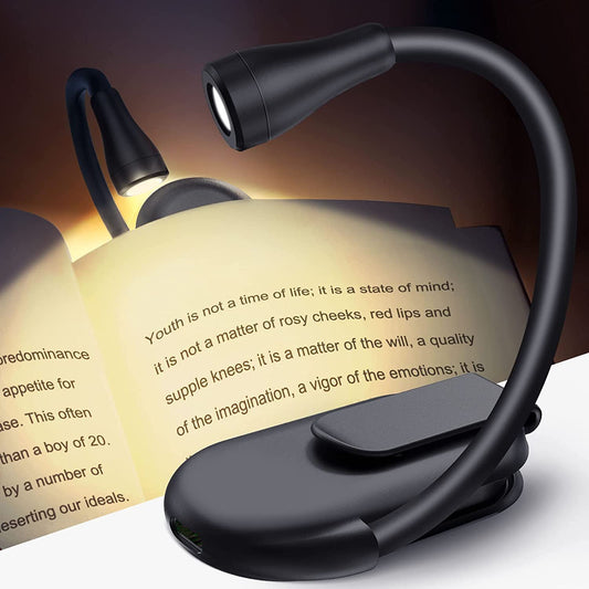 Tusmad Study Lamp, Reading Light, Book Lamp, Night Lamp for Study, Study Lamp for Students, Book Light for Night Reading, Book Reading Light with Clip, 3 Modes, Portable, Eye Caring - Led (Black)