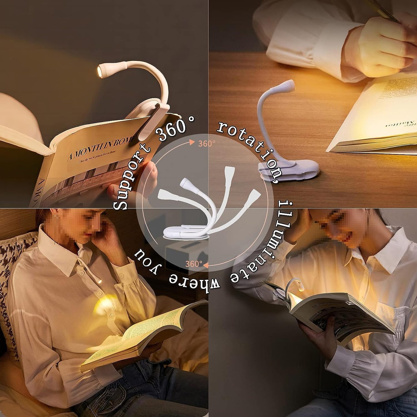 Tusmad Study Lamp, Reading Light, Book Lamp, Night Lamp for Study, Study Lamp for Students, Book Light for Night Reading, Book Reading Light with Clip, 3 Modes, Portable, Eye Caring - Led (Black)