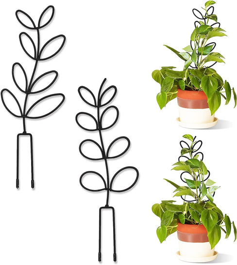 Tusmad Indoor Plant Trellis Leaf Shape Garden Trellis for Climbing Plant Metal Wire Stake for Potted Plant Houseplant Lover Gift Leaf Shapes Mini Plant