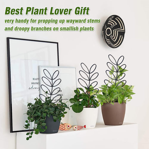 Tusmad Indoor Plant Trellis Leaf Shape Garden Trellis for Climbing Plant Metal Wire Stake for Potted Plant Houseplant Lover Gift Leaf Shapes Mini Plant