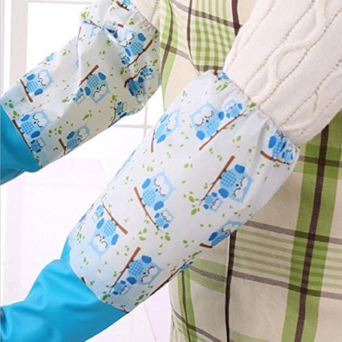 Tusmad Reusable Rubber Latex Pvc Flock Lined Long Elbow Hand Gloves Safety Kitchen For Dish-Washing,Cleaning,Gardening,Laundry And Sanitation And Lab Work(Large Free Size)Pack of 1- Pair(Blue)